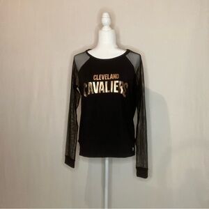 Cleveland Cavaliers Black and Gold NBA Fan Apparel Mesh See Through Long Sleeves